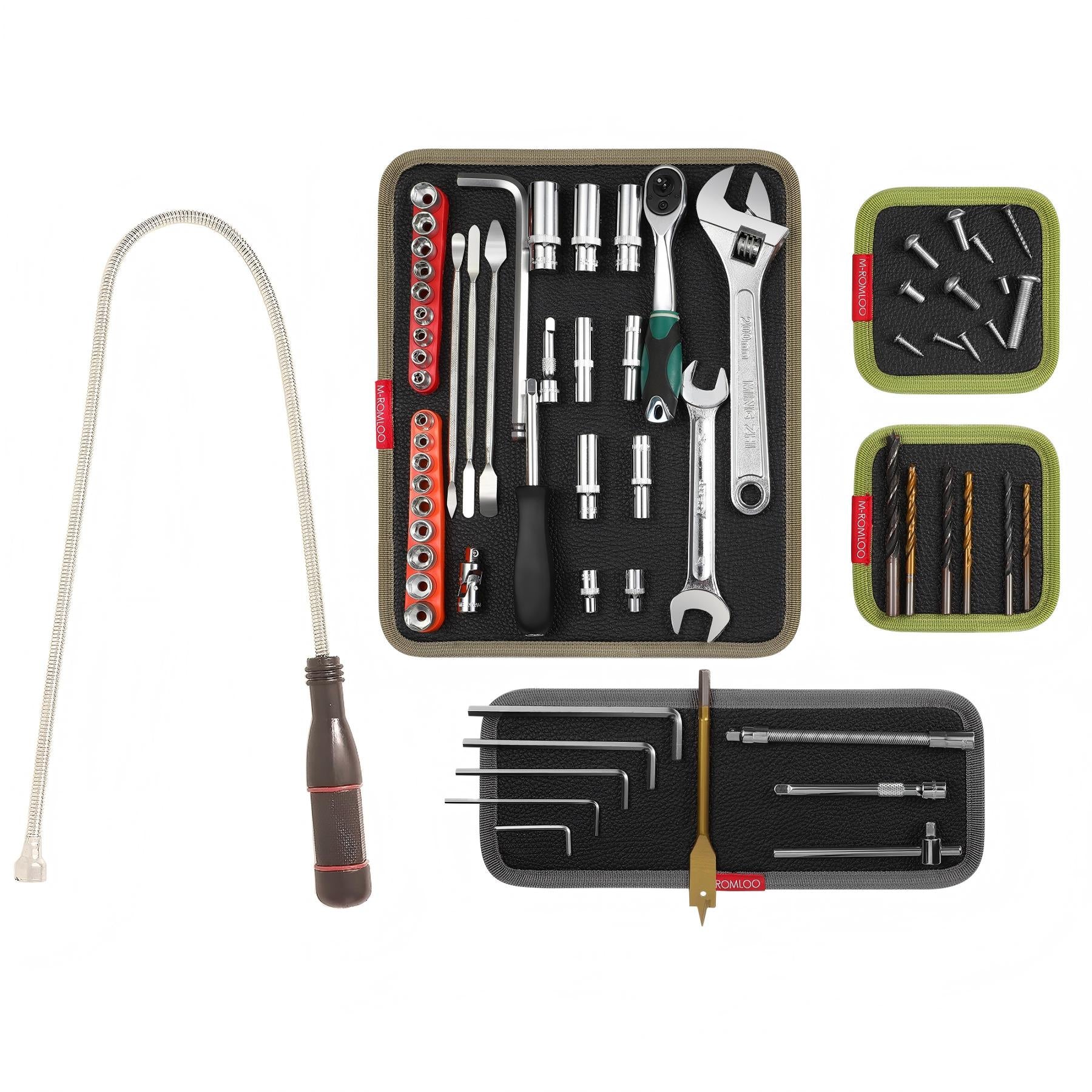 M-ROMLOO Magnetic Tool Mat Set, Strong Magnet Tray for Mechanics Screws & Tools, Flexible Parts Holder for Auto Repair & DIY