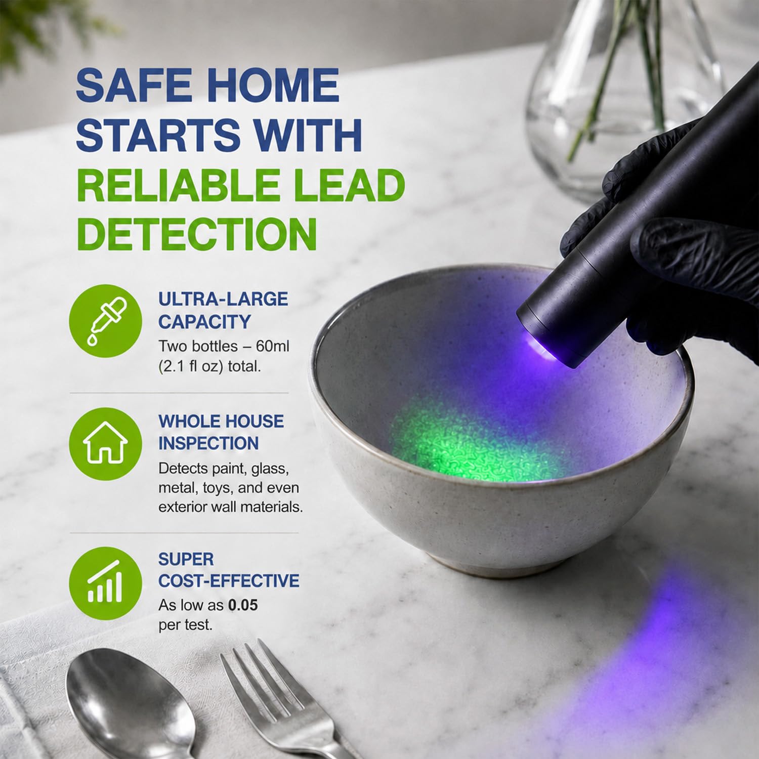 Lead Test Kit, Instant Lead Detection for Dishes, Paint & Toys, Accurate Results & Easy Home Use