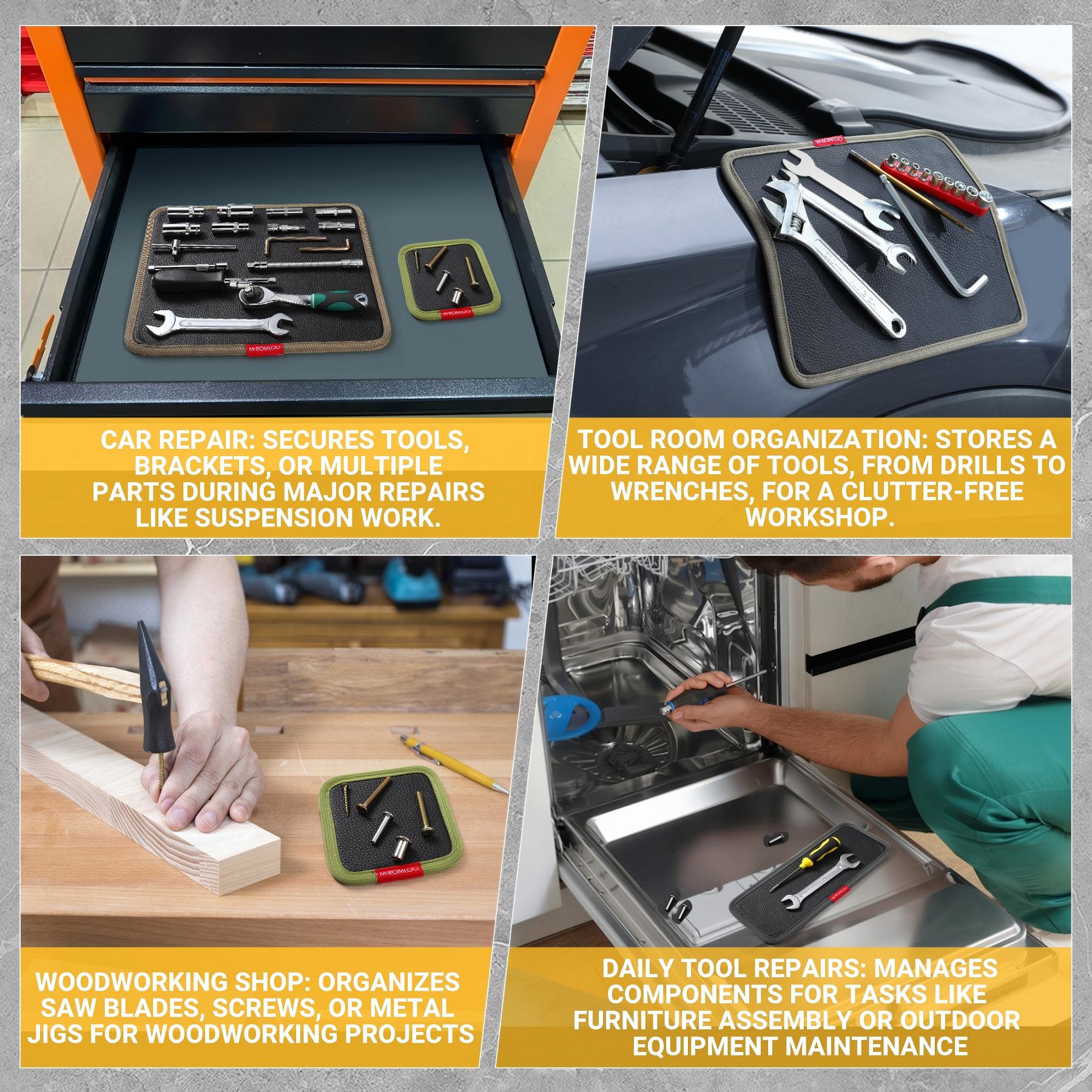 M-ROMLOO Magnetic Tool Mat Set, Strong Magnet Tray for Mechanics Screws & Tools, Flexible Parts Holder for Auto Repair & DIY