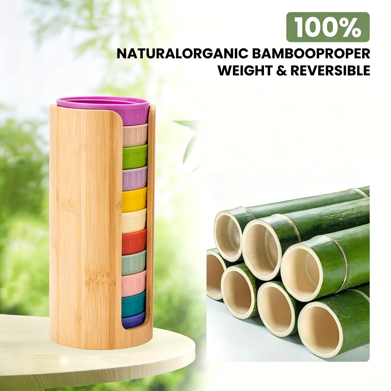 2 Pack Bamboo Mason Jar Lid Organizer, Stackable Canning Lid Storage, Vertical Lid Holder for Wide & Regular Mouth