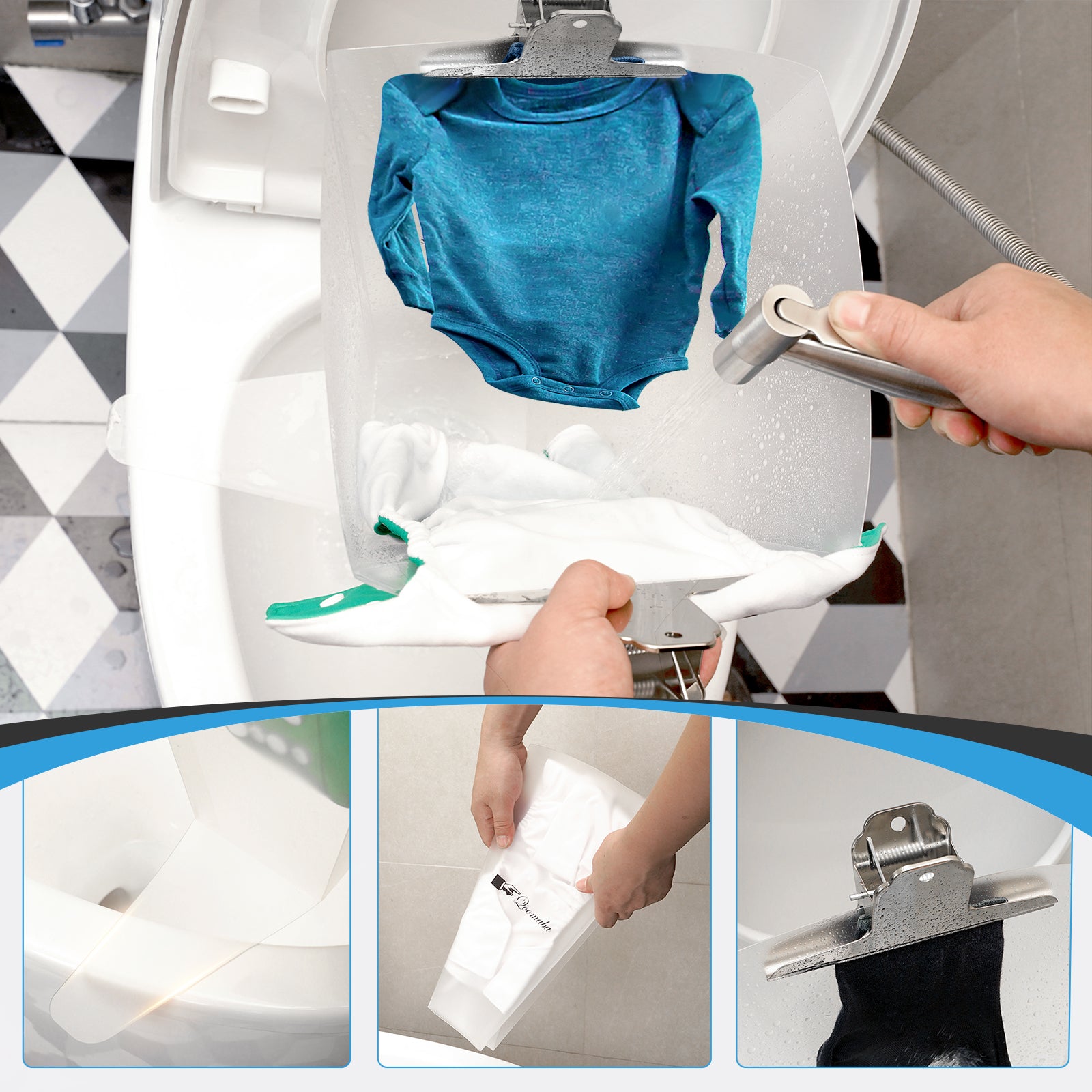 Cloth Diaper Sprayer Shield, Hands-Free Snap-On, Anti-Splash Guard, Foldable for Storage, Diaper Cleaning Shield for Diapers, Pet Pads, Shoes & More