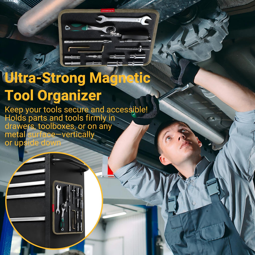 M-ROMLOO Magnetic Tool Mat Set, Strong Magnet Tray for Mechanics Screws & Tools, Flexible Parts Holder for Auto Repair & DIY