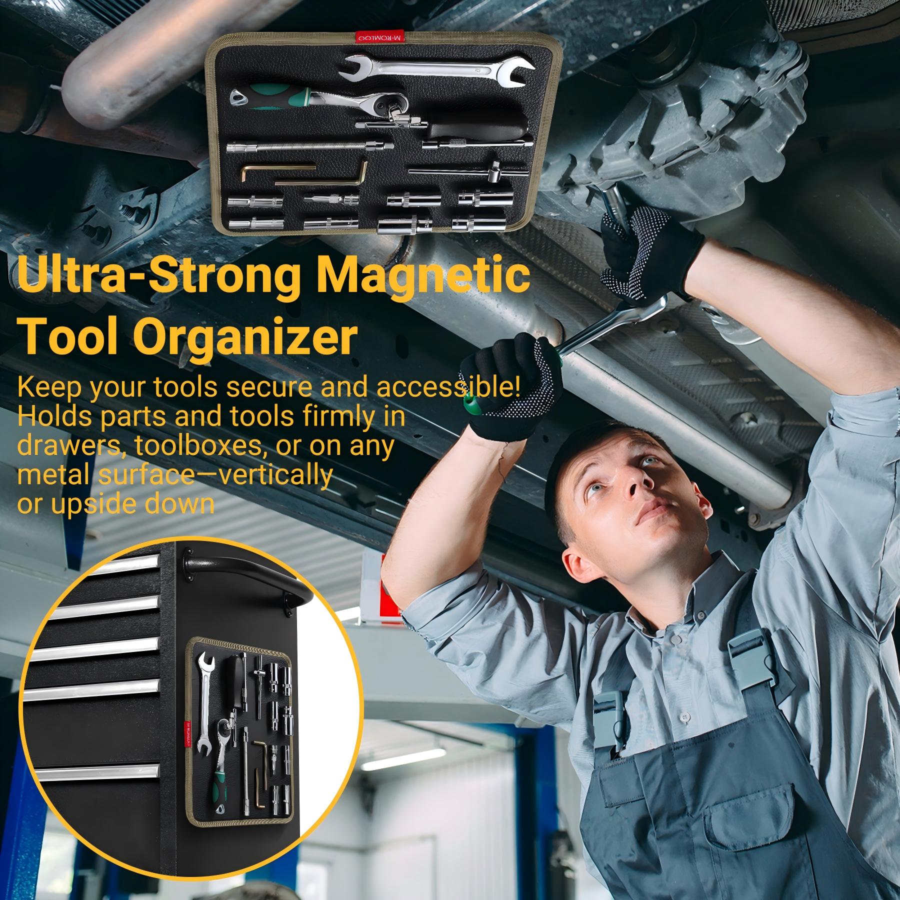 M-ROMLOO Magnetic Tool Mat Set, Strong Magnet Tray for Mechanics Screws & Tools, Flexible Parts Holder for Auto Repair & DIY