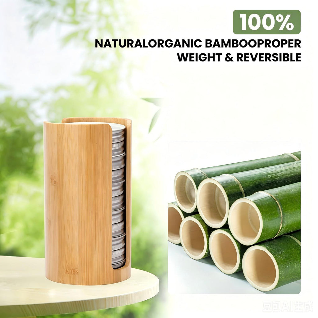 2 Pack Bamboo Mason Jar Lid Organizer, Stackable Canning Lid Storage, Vertical Lid Holder for Wide & Regular Mouth