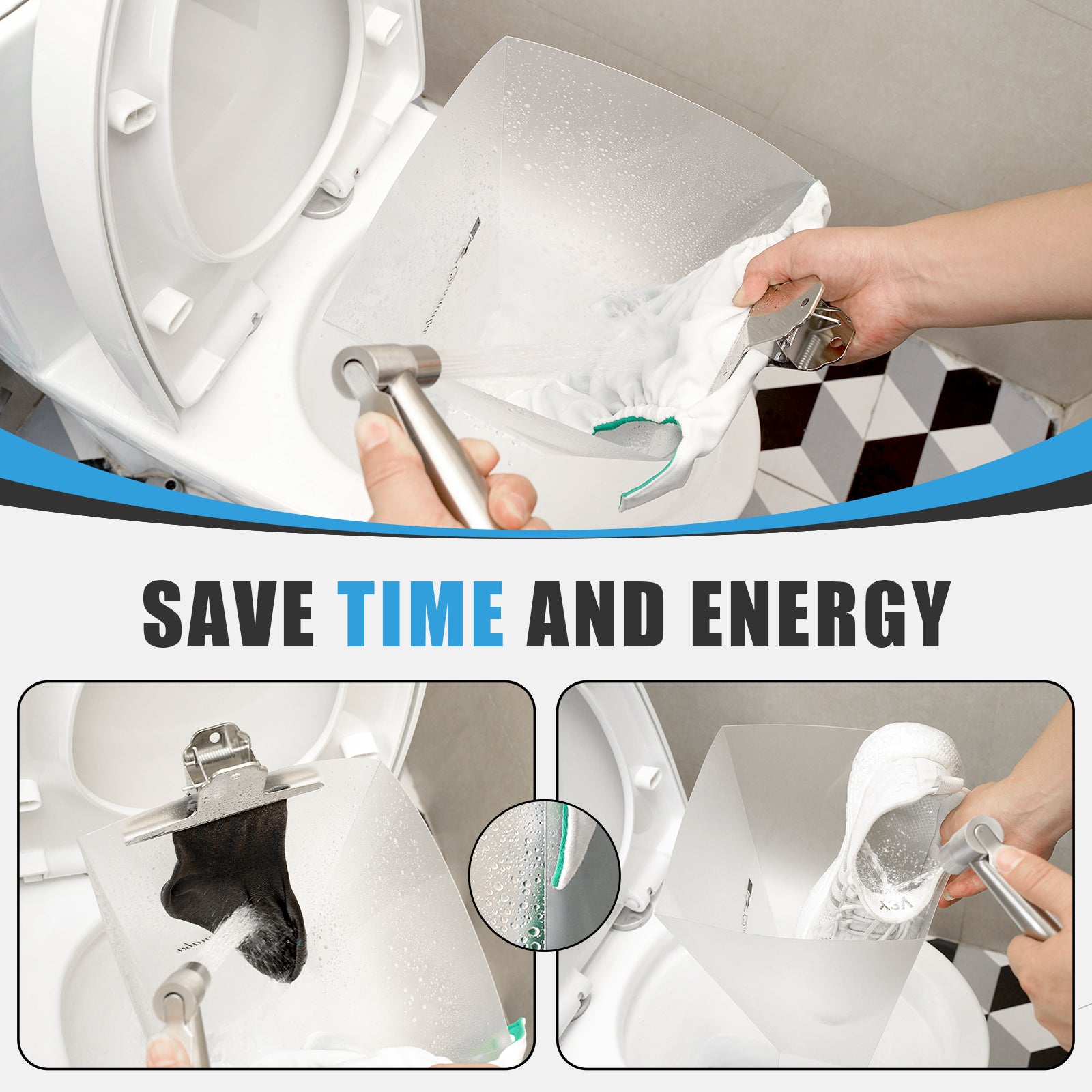 Cloth Diaper Sprayer Shield, Hands-Free Snap-On, Anti-Splash Guard, Foldable for Storage, Diaper Cleaning Shield for Diapers, Pet Pads, Shoes & More