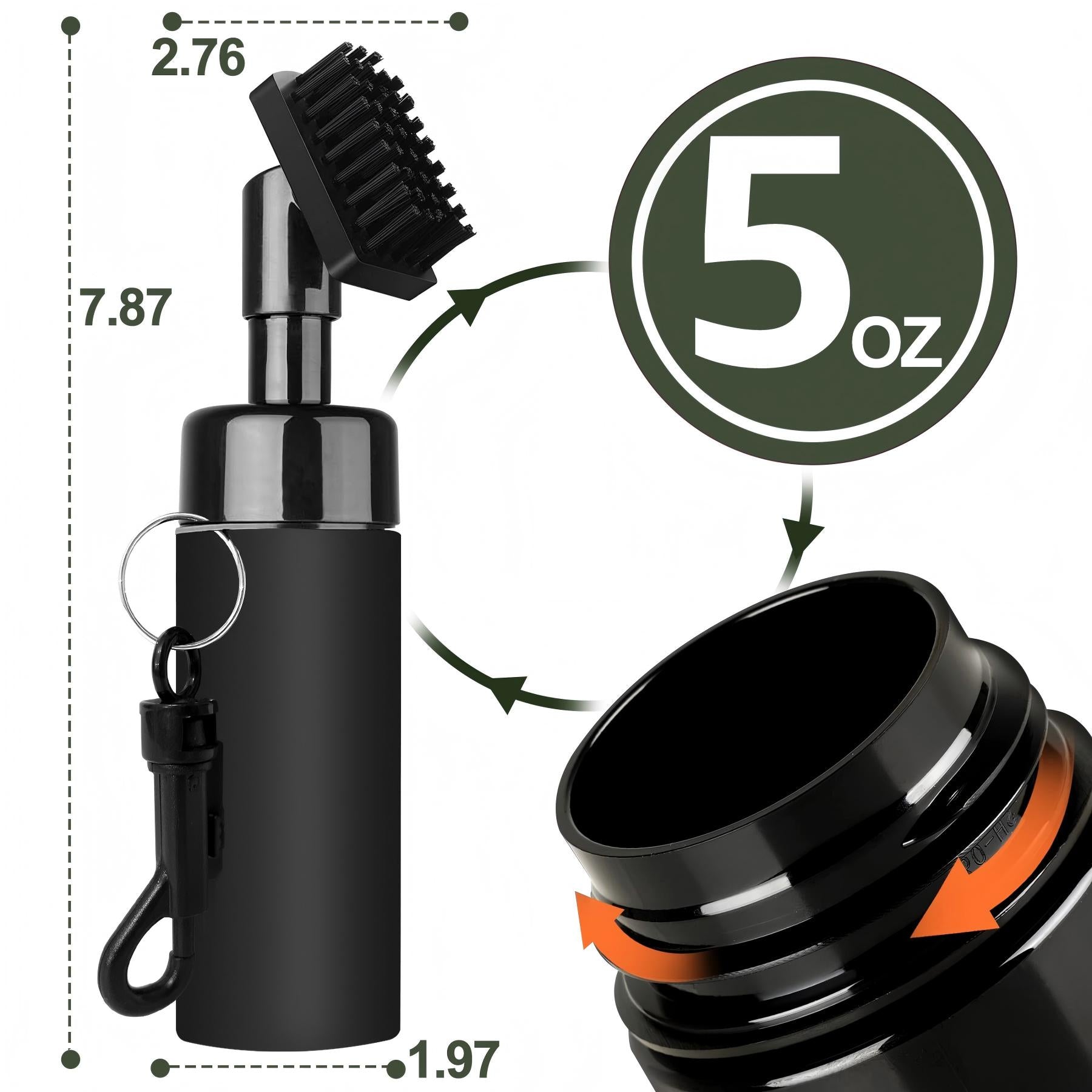 M-ROMLOO Golf Club Cleaner Brush with Water Spray, 5OZ Portable Club Groove Cleaning Tool with Clip