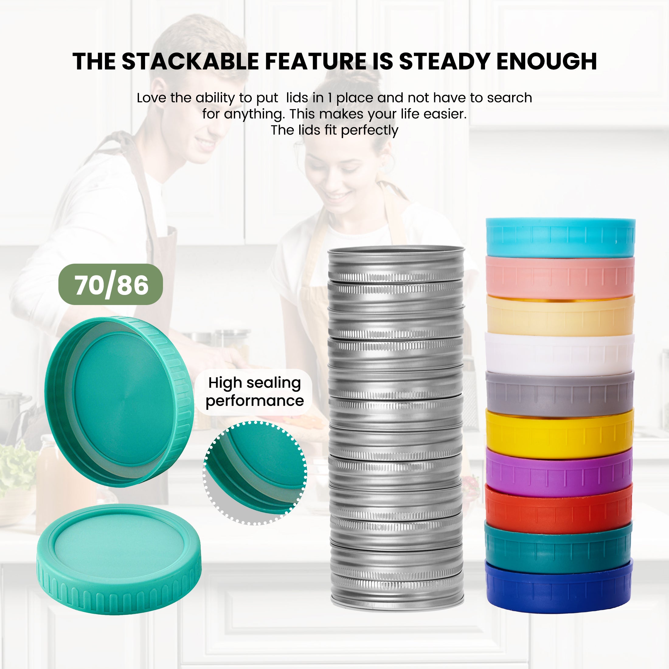 2 Pack Bamboo Mason Jar Lid Organizer, Stackable Canning Lid Storage, Vertical Lid Holder for Wide & Regular Mouth