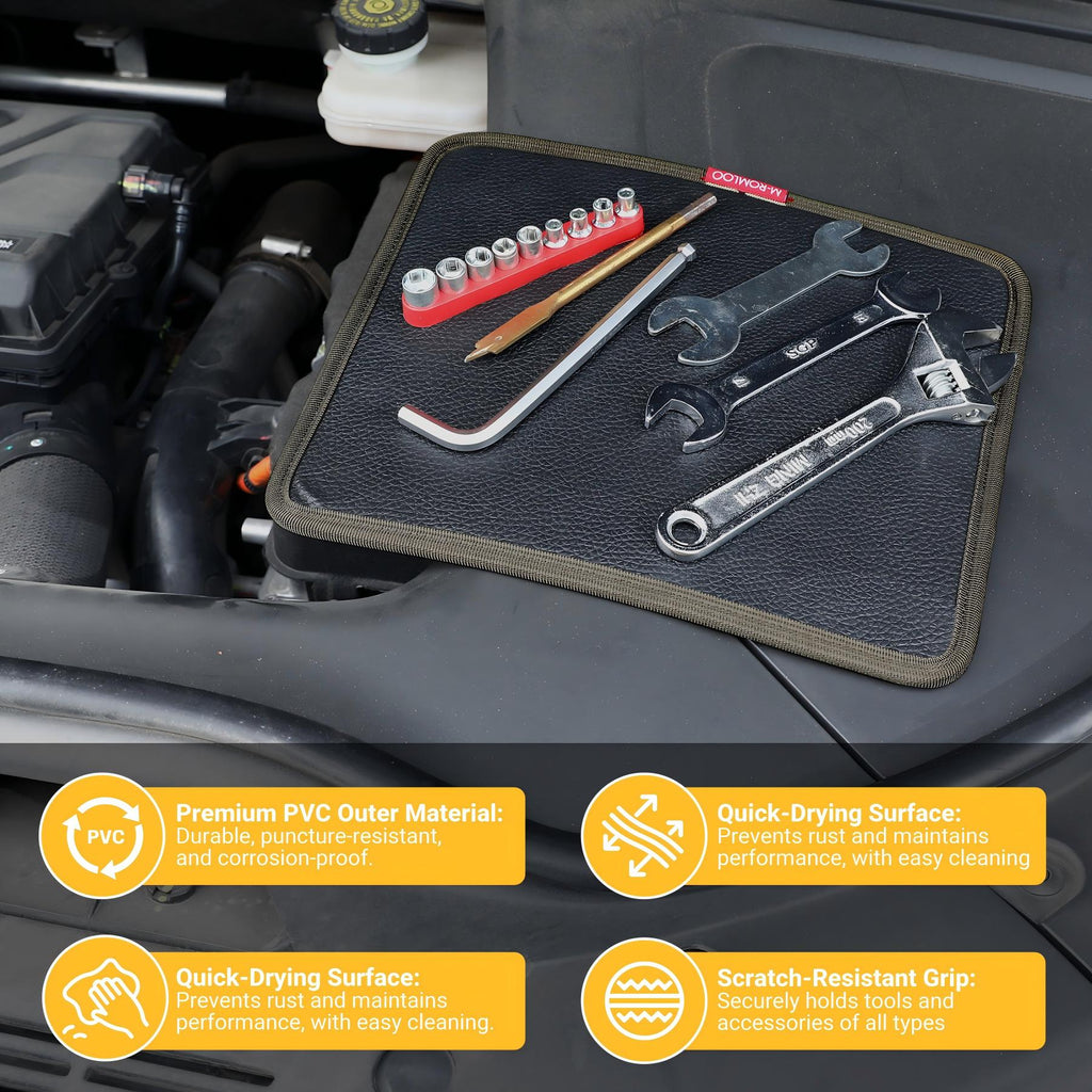 M-ROMLOO Magnetic Tool Mat Set, Strong Magnet Tray for Mechanics Screws & Tools, Flexible Parts Holder for Auto Repair & DIY