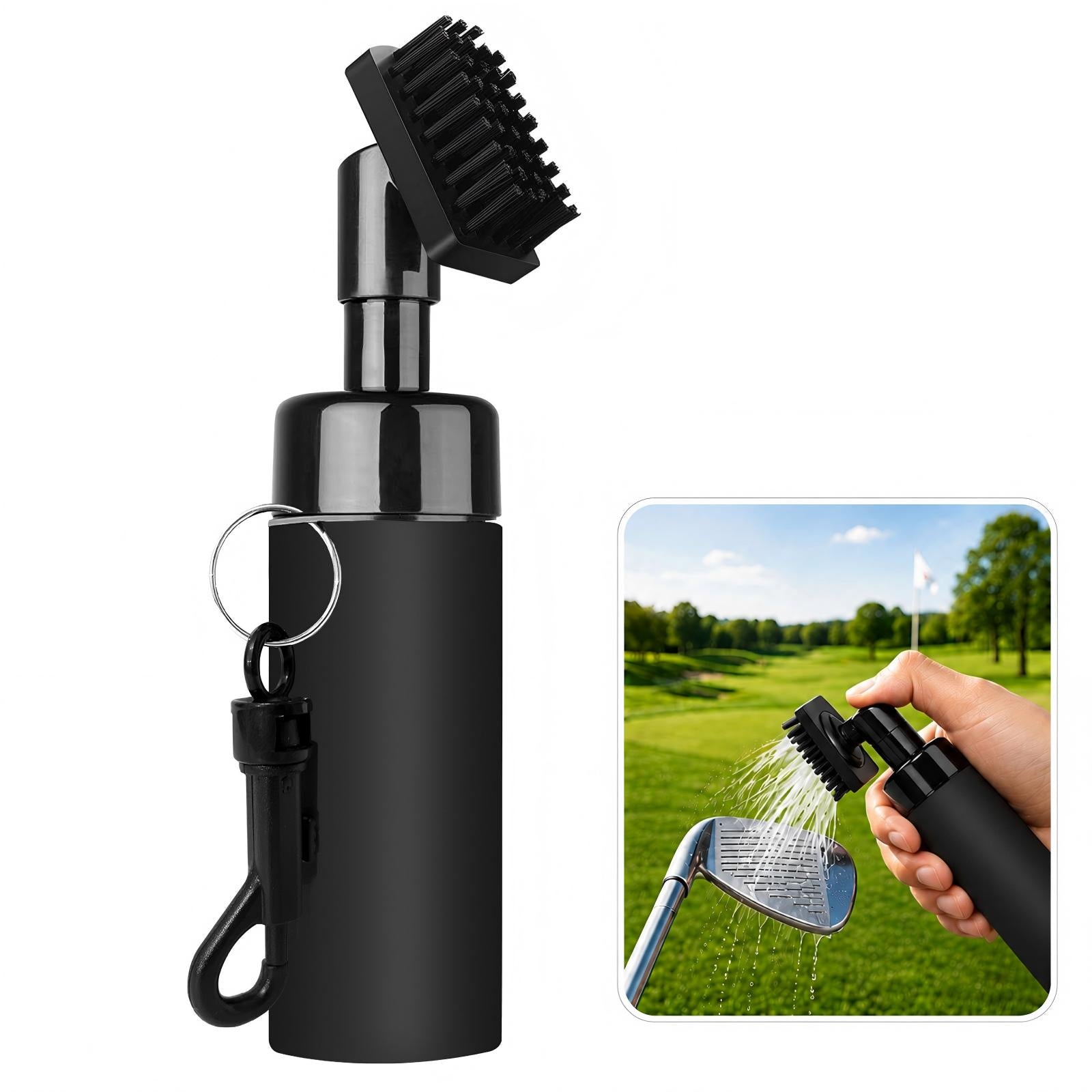 M-ROMLOO Golf Club Cleaner Brush with Water Spray, 5OZ Portable Club Groove Cleaning Tool with Clip
