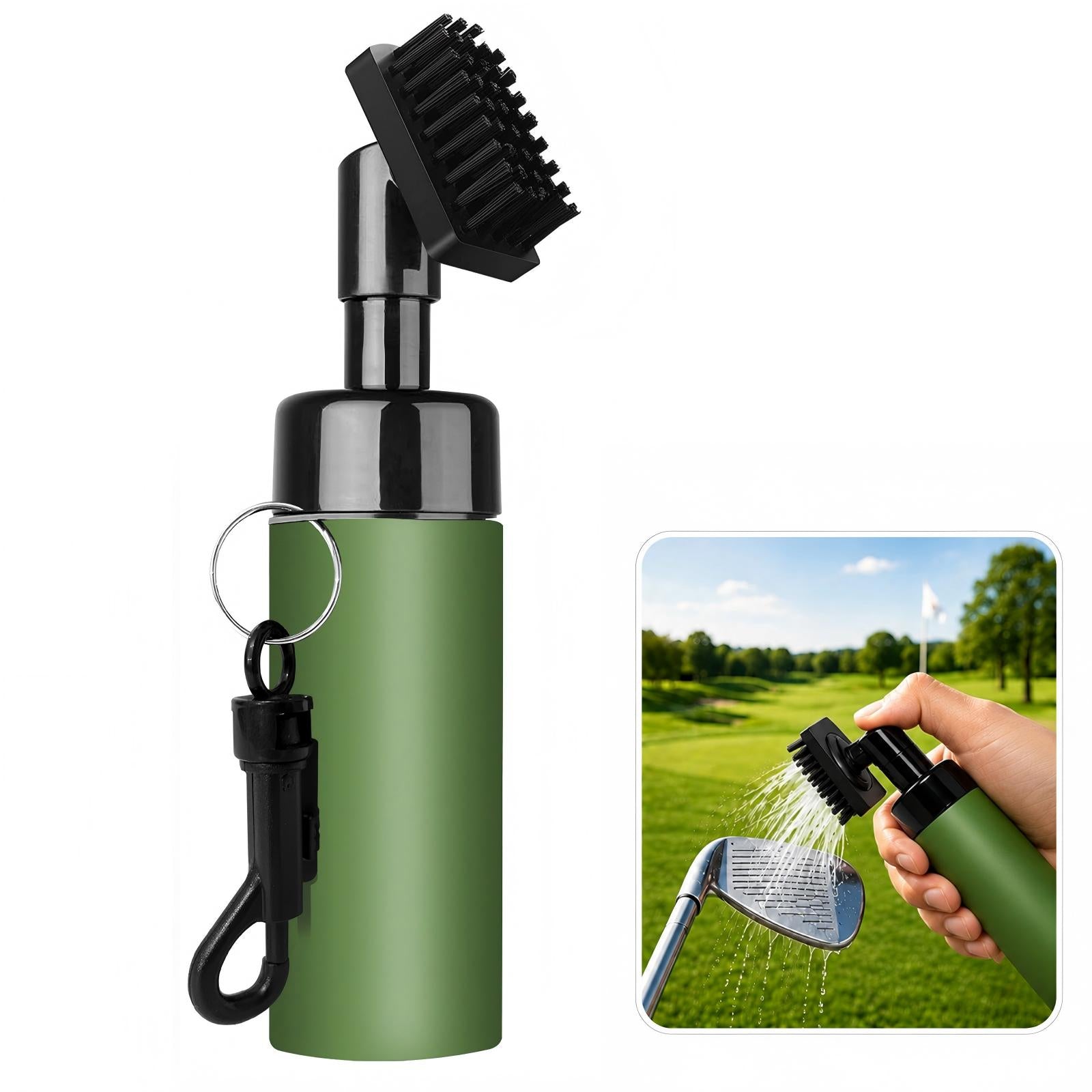 M-ROMLOO Golf Club Cleaner Brush with Water Spray, 5OZ Portable Club Groove Cleaning Tool with Clip